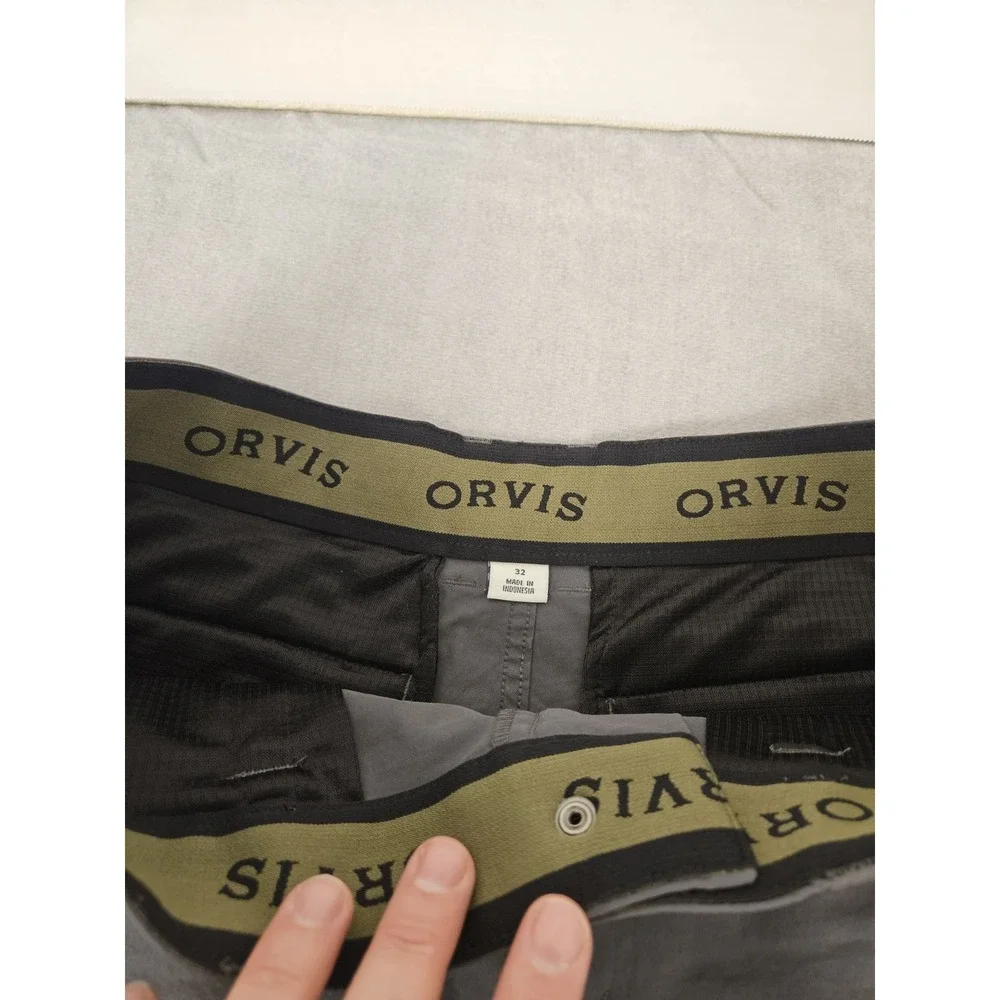 Orvis Mens Cargo Shorts Gray Zip Cargo Pocket Hiking Outdoor